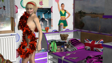 обоя 3д графика, люди , people, взгляд, фон, девушка