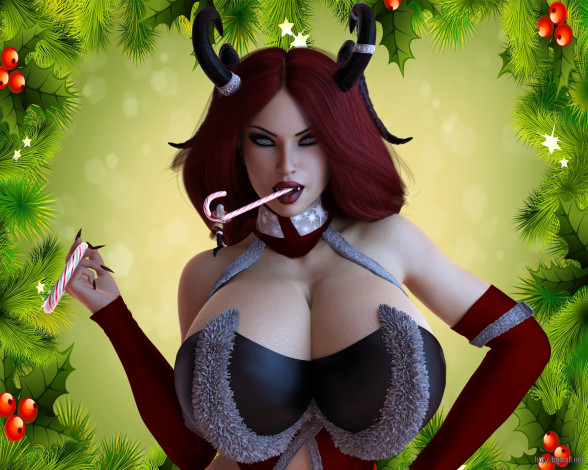 Обои картинки фото 3д графика, праздники , holidays, фон, взгляд, девушка