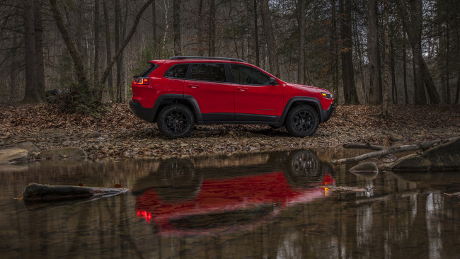 Обои картинки фото jeep cherokee trailhawk 2019, автомобили, jeep, red, cherokee, trailhawk, 2019
