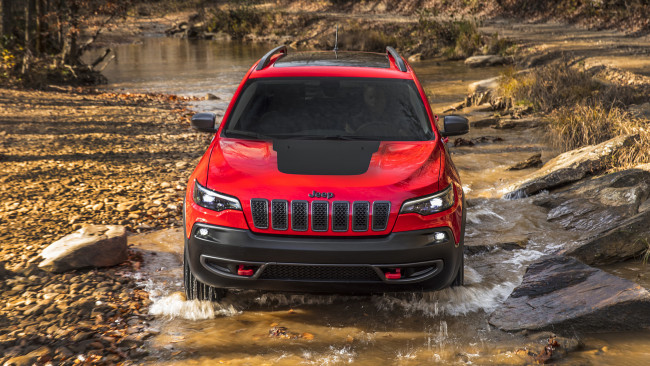 Обои картинки фото jeep cherokee trailhawk 2019, автомобили, jeep, red, 2019, trailhawk, cherokee