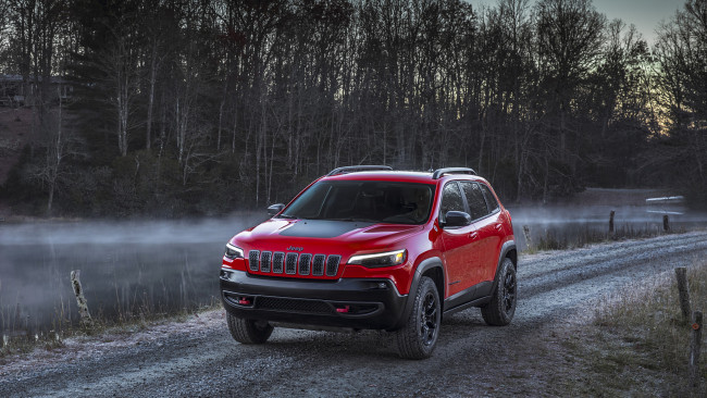 Обои картинки фото jeep cherokee trailhawk 2019, автомобили, jeep, red, 2019, trailhawk, cherokee