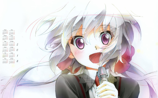 Обои картинки фото календари, аниме, 2018, лицо, взгляд, девушка