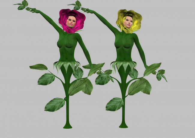 Обои картинки фото 3д графика, существа , creatures, девушки, фон, взгляд