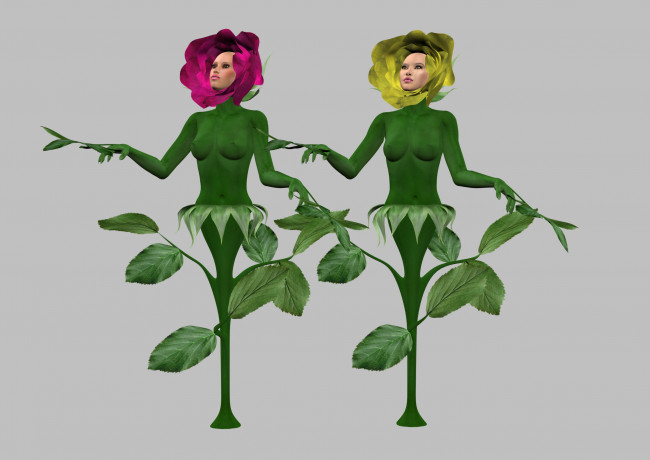 Обои картинки фото 3д графика, существа , creatures, фон, взгляд, девушки