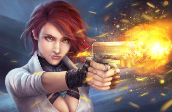 Картинка фэнтези девушки взгляд фон девушка выстрел пистолет