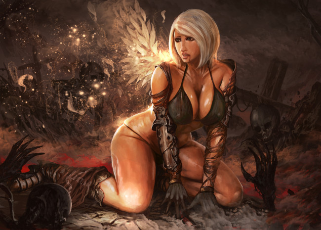 Обои картинки фото фэнтези, ангелы, девушка, фон, крылья