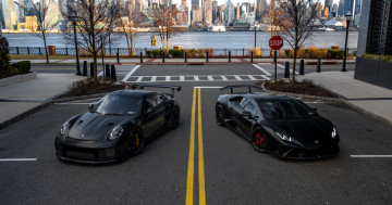 Картинка автомобили разные+вместе lamborghini 911 porsche black 991 turbo s vag performante huracan duet