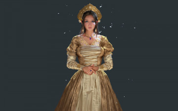 Картинка рисованное люди девушка платье кокошник