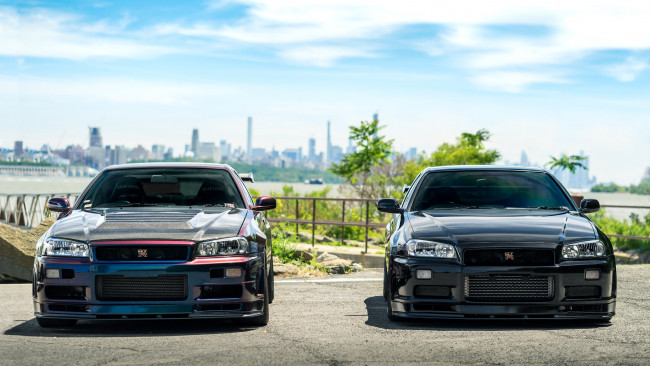 Обои картинки фото автомобили, nissan, datsun, gtr, classic, double, r34, duet