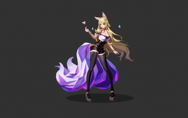 Обои картинки фото видео игры, league of legends, ahri, хвосты, магия