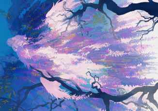 Картинка аниме unknown +другое+ девушка дерево