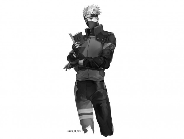 Обои картинки фото аниме, naruto, хатаке, какаши, книга, форма