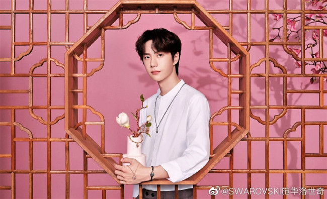 Обои картинки фото мужчины, wang yi bo, цветок, украшения, решетка