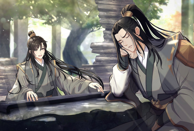 Обои картинки фото аниме, mo dao zu shi, не, хуайсан, минцзюе, гуцинь