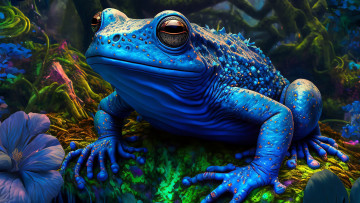 Картинка 3д+графика животные+ animals стиль фантазия лягушка ии-арт нейросеть