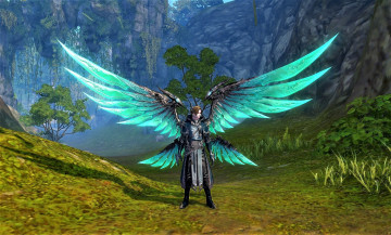 Картинка видео+игры aion человек крылья горы
