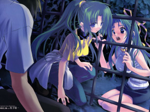 Картинка аниме higurashi no naku koro ni sonozaki mion shion maebara keiichi