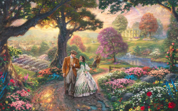 Картинка gone with the wind рисованные thomas kinkade томас кинкейд живопись art painting скарлетт