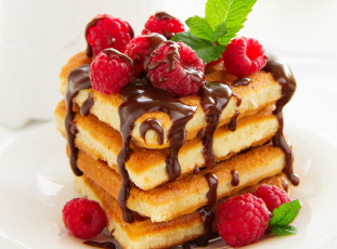 обоя еда, блины,  оладьи, шоколад, малина