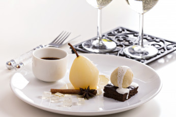 Картинка еда мороженое +десерты тарелка кофе корица гвоздика