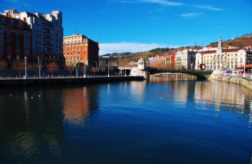 Картинка бильбао+испания города -+улицы +площади +набережные дома набережная река мост