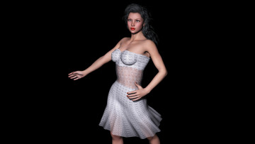 Картинка 3д+графика people+ люди девушка взгляд фон платье