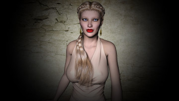 Картинка 3д+графика people+ люди коса фон взгляд девушка