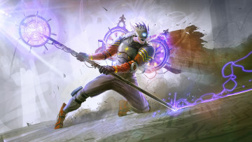 Картинка фэнтези маги +волшебники магия доспехи посох воин