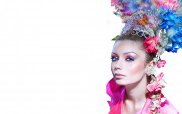 Картинка девушки -unsort+ креатив бабочка цветы взгляд макияж девушка лицо