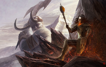 Картинка фэнтези люди воин гигант великан доспехи