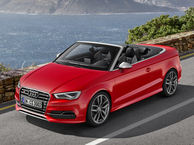 Обои картинки фото автомобили, audi, s3, cabrio, 8v, 2014г, красный