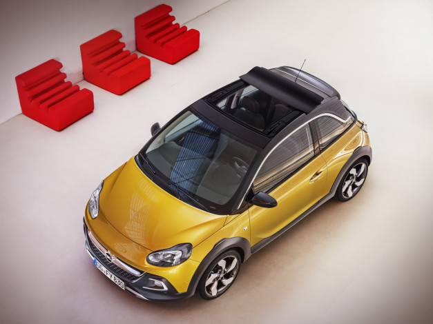 Обои картинки фото автомобили, opel, adam, rocks, 2014г, желтый