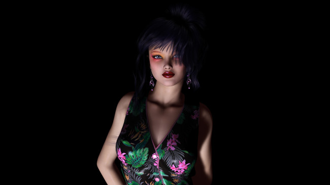 Обои картинки фото 3д графика, people , люди, фон, платье, взгляд, девушка