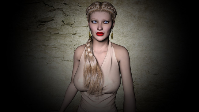 Обои картинки фото 3д графика, people , люди, коса, фон, взгляд, девушка