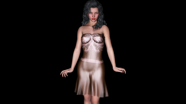 Обои картинки фото 3д графика, people , люди, платье, фон, взгляд, девушка