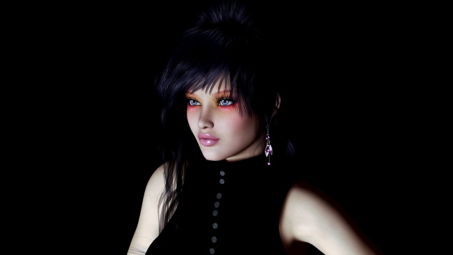 Обои картинки фото 3д графика, portraits , портрет, платье, фон, взгляд, девушка