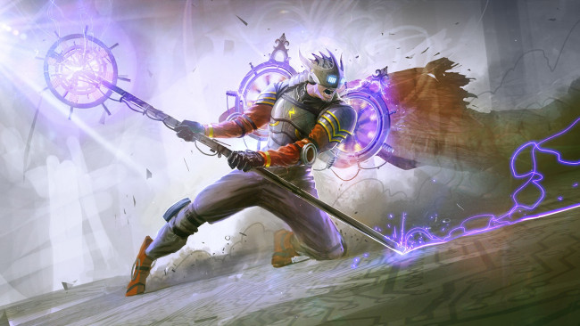 Обои картинки фото фэнтези, маги,  волшебники, магия, доспехи, посох, воин