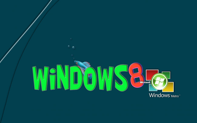 Обои картинки фото компьютеры, windows 8, логотип, фон, рыба