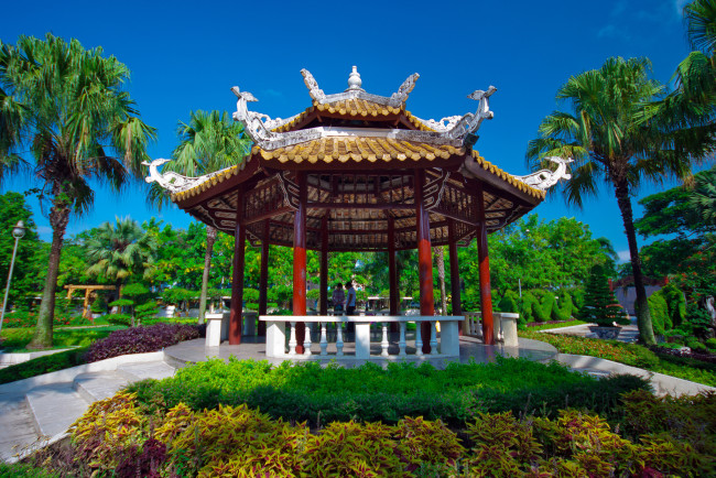 Обои картинки фото природа, парк, беседка, растительность, тропики