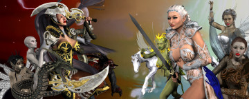 Картинка 3д+графика эльфы+ elves драка эльфийки взгляд фон существа