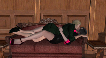 Картинка 3д+графика люди+ people фон взгляд девушки поцелуй