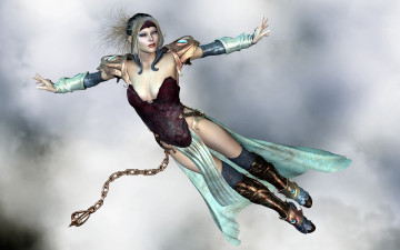 Картинка 3д+графика фантазия+ fantasy полет фон взгляд девушка