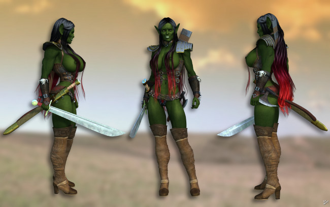 Обои картинки фото 3д графика, существа , creatures, оружие, фон, взгляд, халки