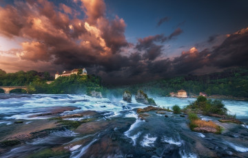 Картинка города -+пейзажи небо потоки река облака дома