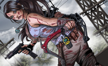 Картинка видео+игры tomb+raider+ other девушка фон взгляд оружие