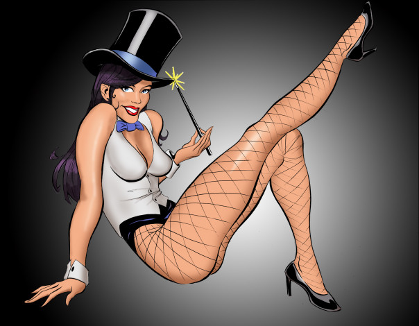 Обои картинки фото рисованное, комиксы, девушка, фон, взгляд, цилиндр, улыбка