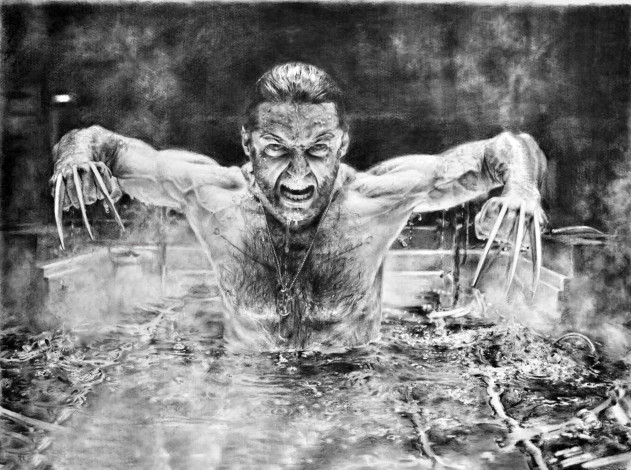 Обои картинки фото рисованное, комиксы, мужчина, фон, вода, ножи