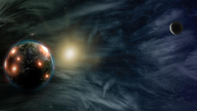 Обои картинки фото космос, арт, галактика, звезды, вселенная, планета