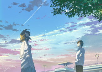 Картинка аниме пейзажи +природа фон взгляд девушка