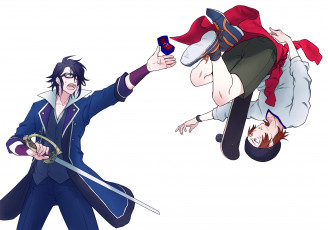 Картинка аниме k+project fushimi saruhiko yata misaki skateboard confession k project